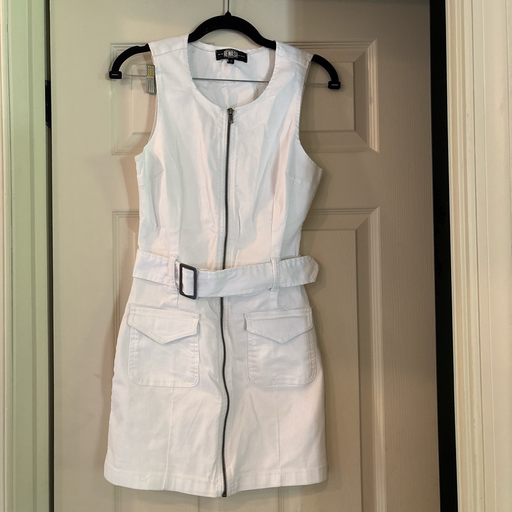 Rewash White Mini Dress with Belt